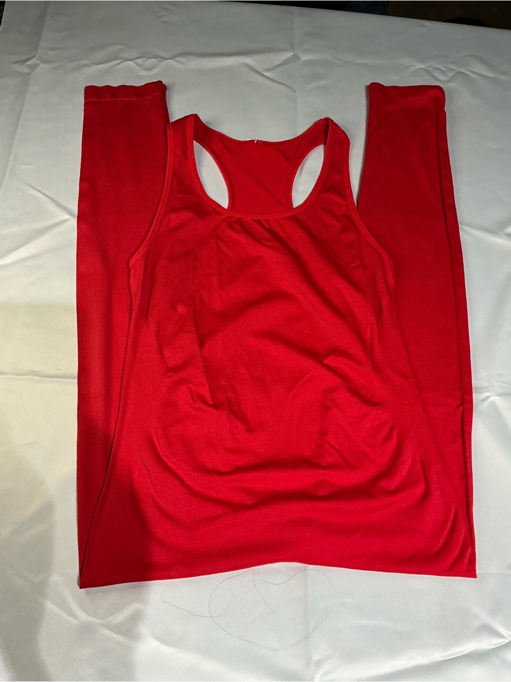 Lipstick Red Bodycon Jumpsuit Seamless Raceback Activewear Workout| XS No Brand
